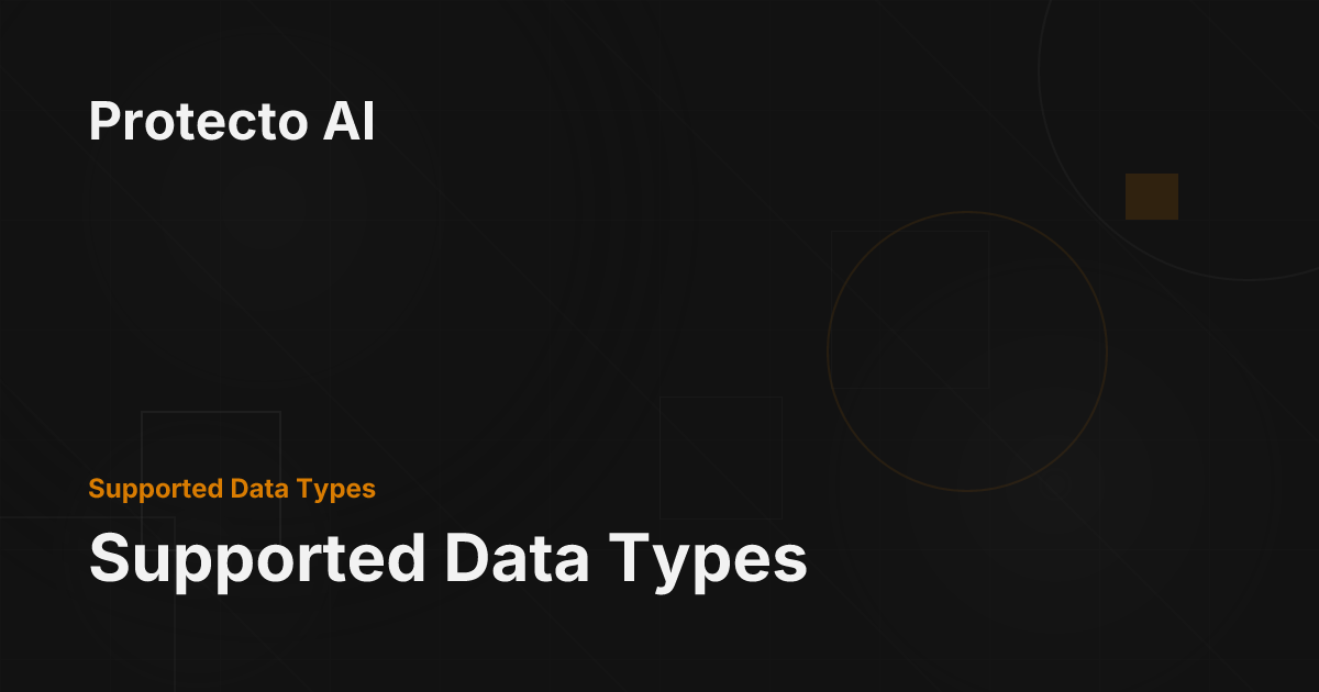 Supported Data Types - Protecto AI Documentation